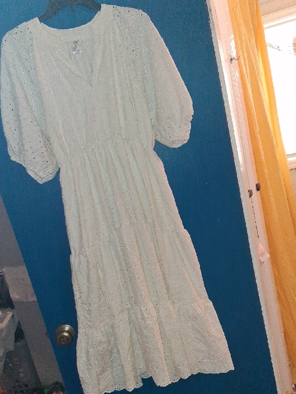 Women’s Eyelet Midi Dress in Cream